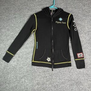 Alp N Rock Women's Full Zip Hoodie Size 1 Alpine Sun Black Embroidered Ski Rare
